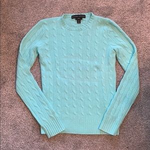 Aqua cashmere cable knit Ralph Lauren sweater